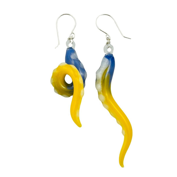 Glass Octopus Tentacle Earrings - Midnight Sun