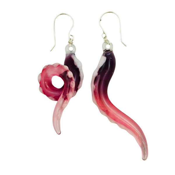 Glass Octopus Tentacle Earrings - Primrose