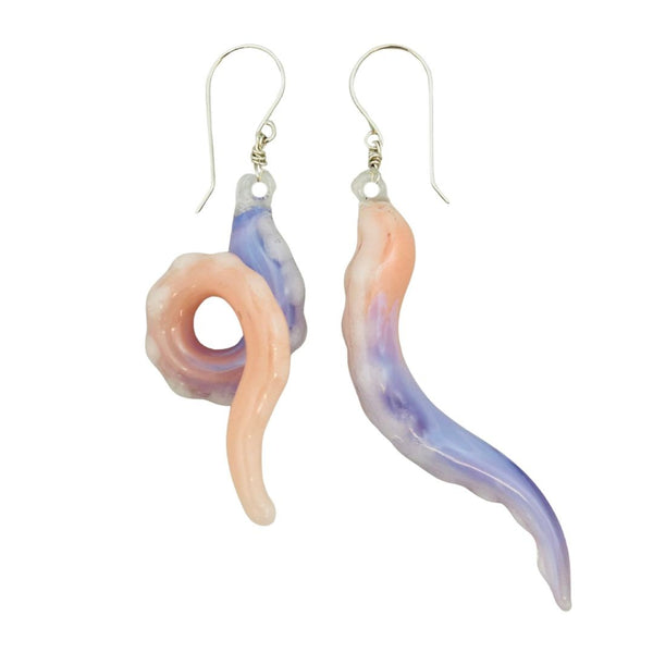 Glass Octopus Tentacle Earrings - Hydrangea