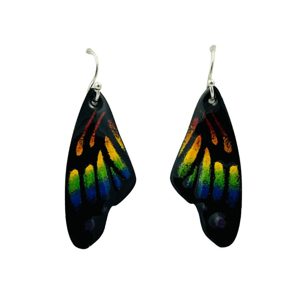 Enamel Butterfly Wing Earrings - Rainbow