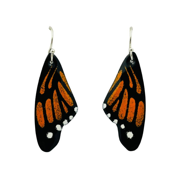 Enamel Butterfly Wing Earrings - Orange Monarch