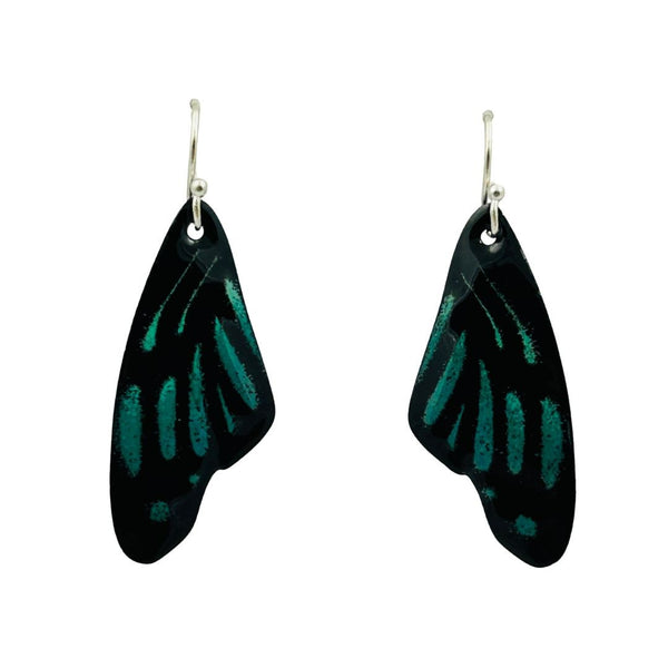 Enamel Butterfly Wing Earrings - Blue Green