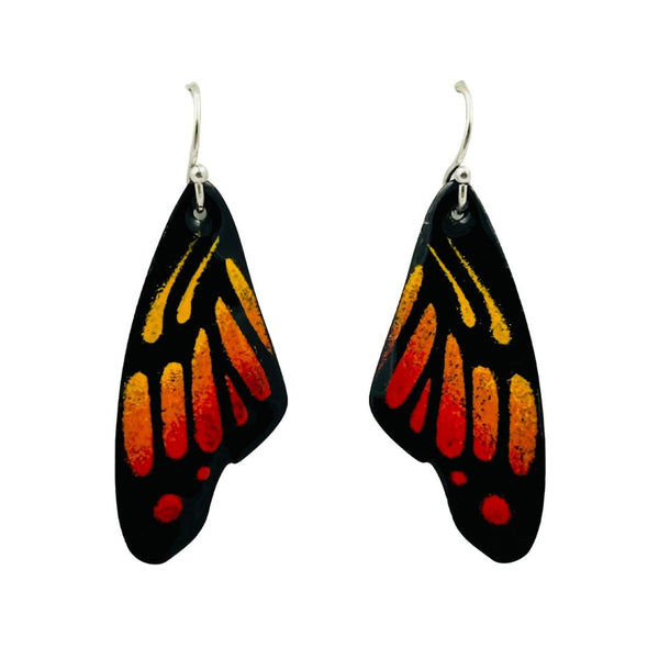 Enamel Butterfly Wing Earrings - Orange Yellow