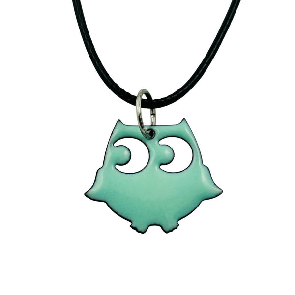 Enamel Owl Necklace - Small Mint
