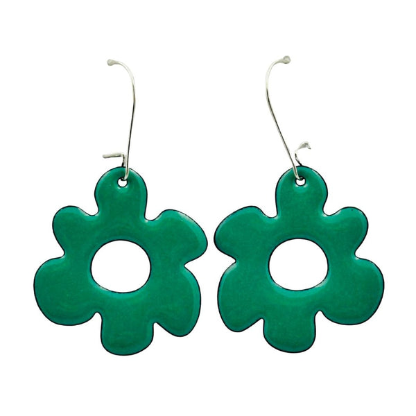 Enamel Retro Flower Earrings - Seafoam Green