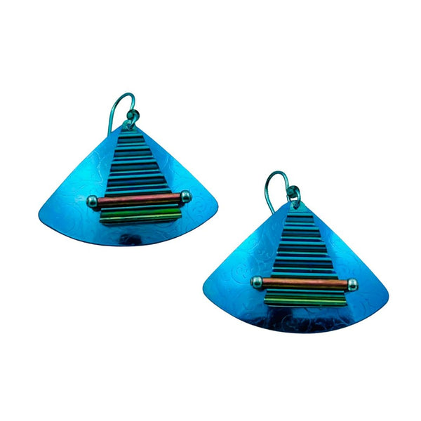 Niobium Fan Earrings - Whirl