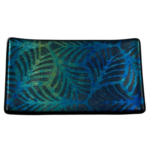 Small Tray - Black Dichroic Monstera Leaves