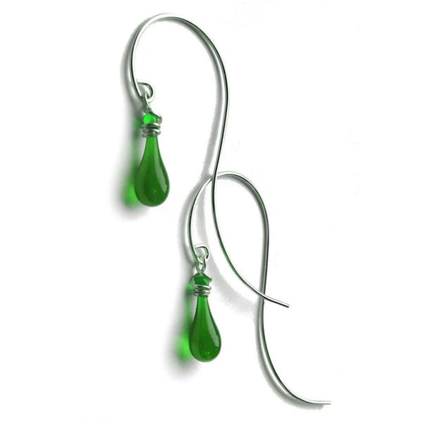 Hanging Vine Glass Earrings - Kelly Green