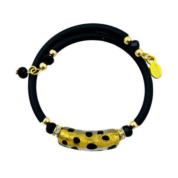 Glass Bead Rubber Bracelet - Leopard