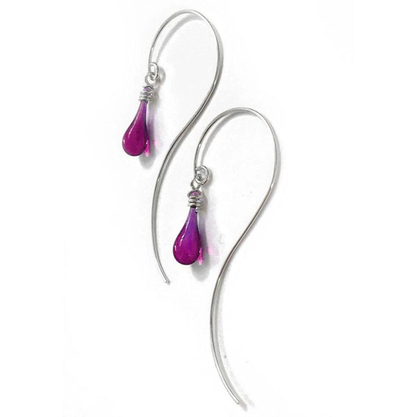 Hanging Vine Glass Earrings - Magenta