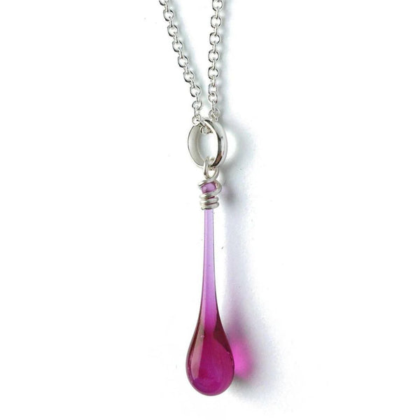 Maressa Glass Teardrop Pendant - Magenta