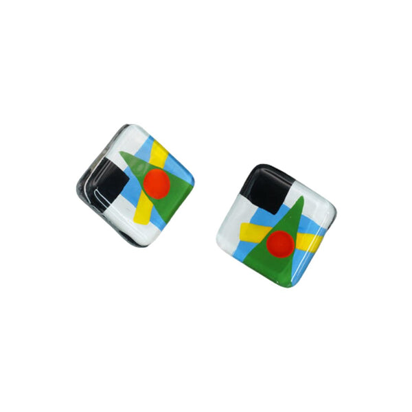 Glass Square Earrings - Kazimir Malevich, The Suprematism