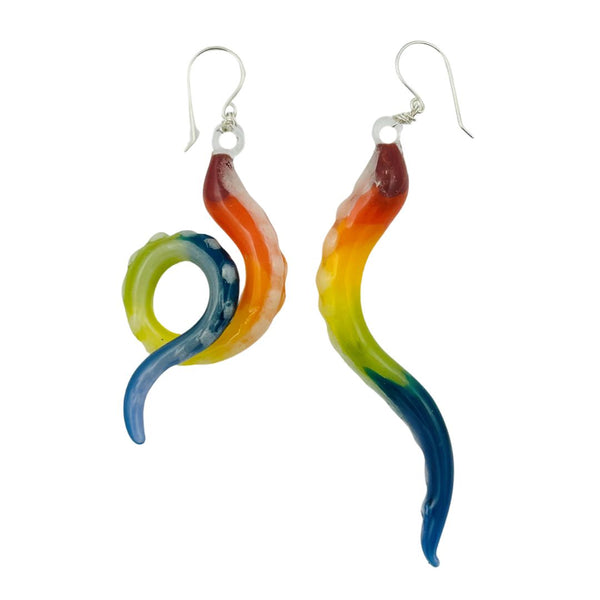 Glass Octopus Tentacle Earrings - Prideful