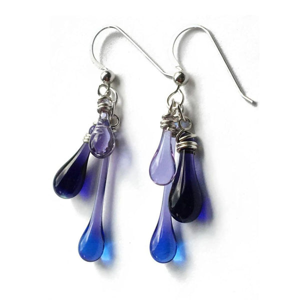 Trio Glass Earrings - Purple Rain