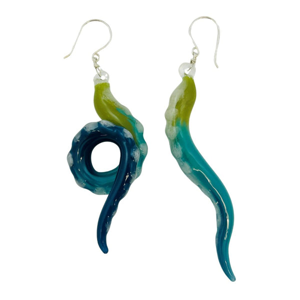 Glass Octopus Tentacle Earrings - Quilted