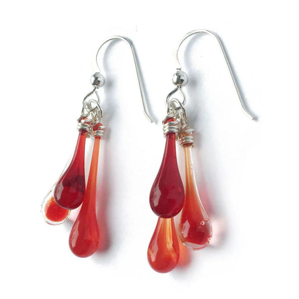 Trio Glass Earrings - Red Tornado