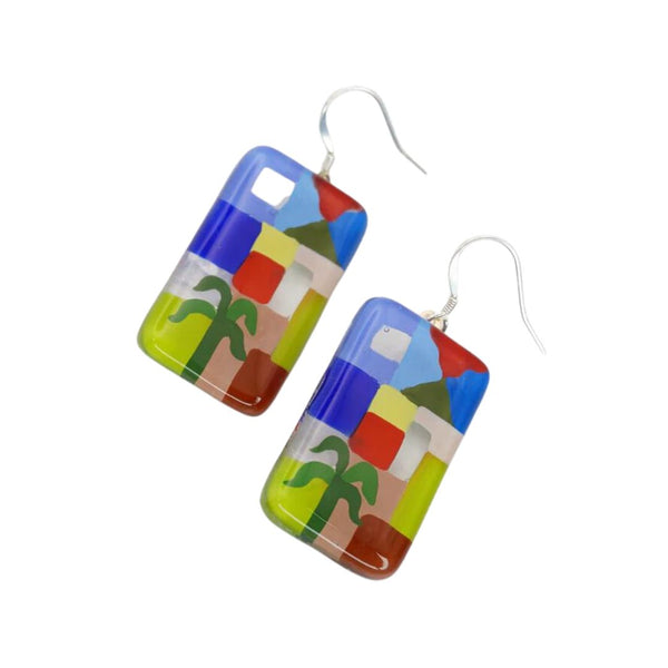 Vertical Rectangle Earrings - Paul Klee, The Tunisian Garden