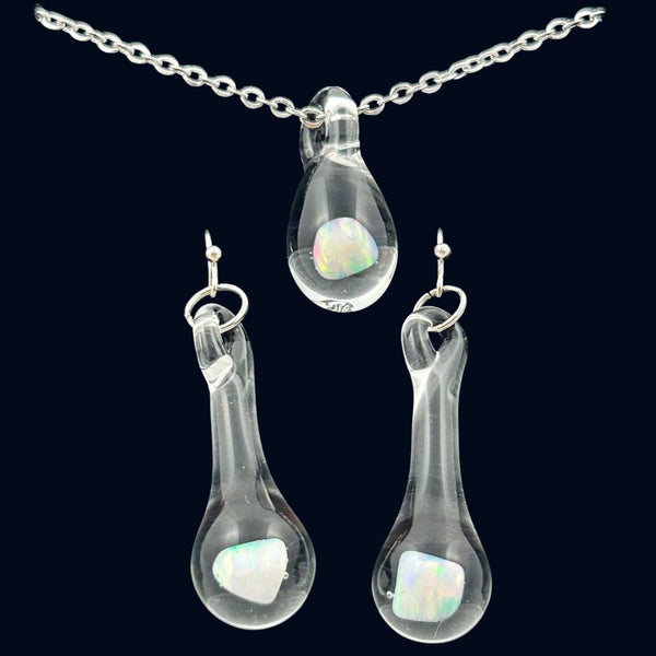 Pendant & Earring Set - Opal Teardrop