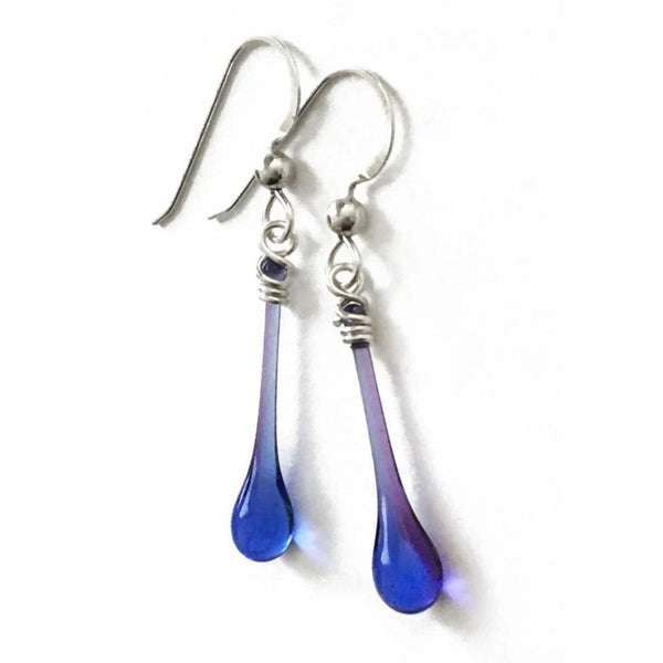 Solaris Glass Teardrop Earrings - Ultraviolet