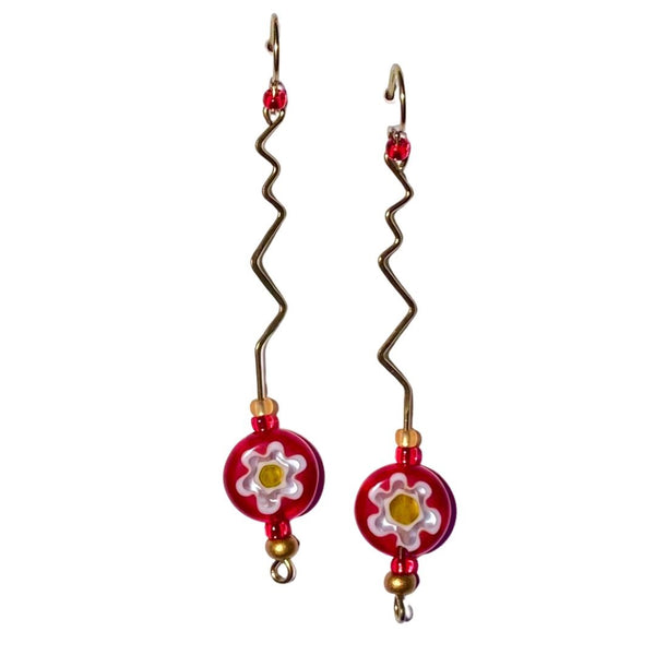 Millefiori Earrings - Velvet Rose