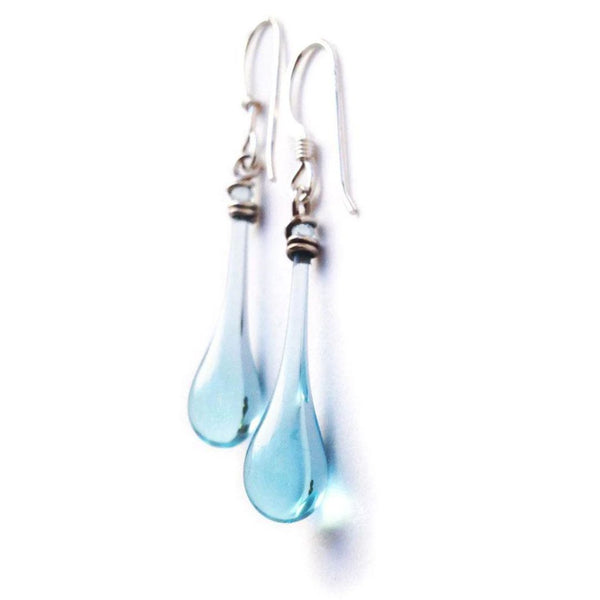 Solaris Glass Teardrop Earrings - Water