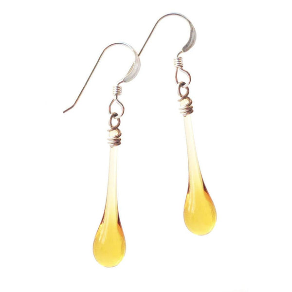 Solaris Glass Teardrop Earrings - Amber