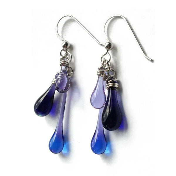 Trio Glass Earrings - Purple Rain