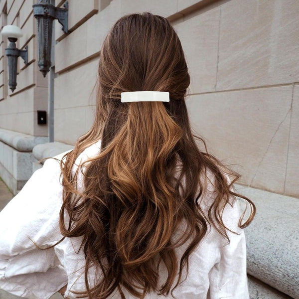 Patriotic Glass Hair Clip - White Stripe