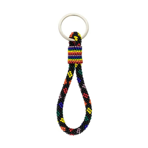 Glass Bead Keychain - Rainbow Love Noir