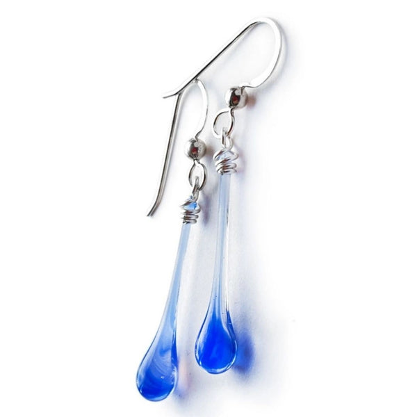 Solaris Glass Teardrop Earrings - Bluebell