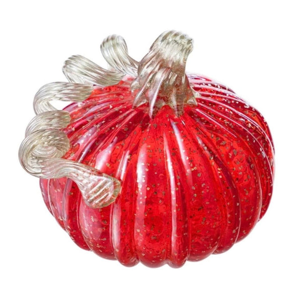 Medium Short Red Glitter Pumpkin