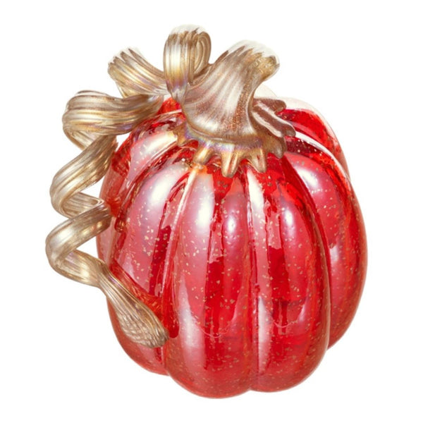 Medium Tall Red Glitter Pumpkin
