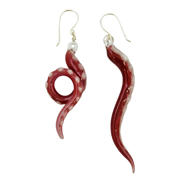 Glass Octopus Tentacle Earrings - Cinnamon