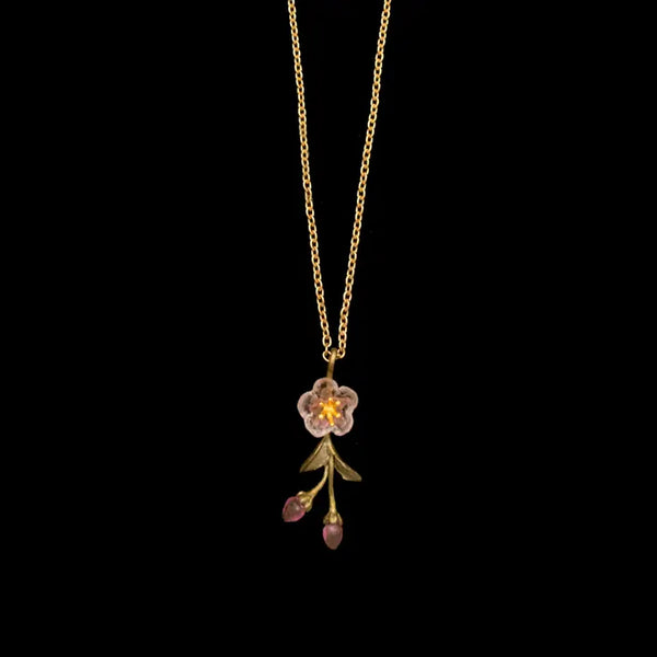 Peach Blossom Dainty Flower 16" Adj. Pendant