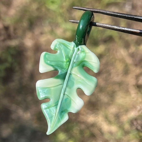 Variegated Monstera Leaf Pendant - Small