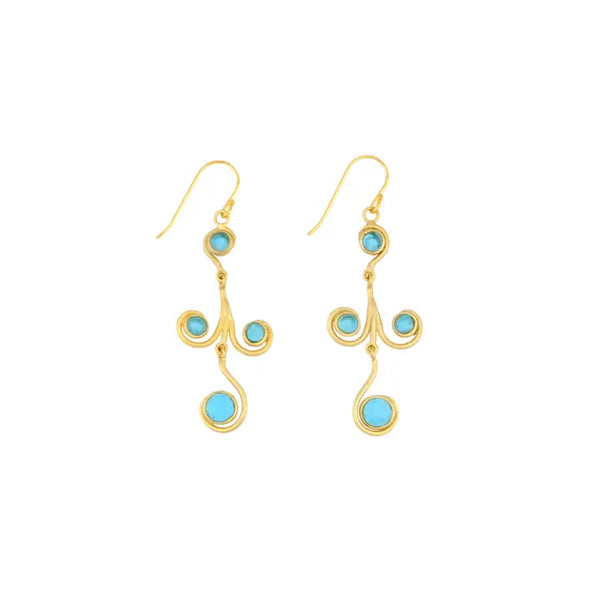 First Kiss Long Wire Earrings - Blue