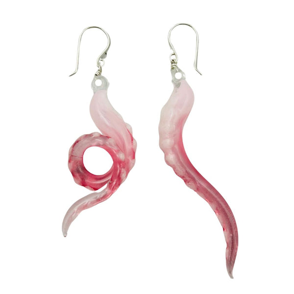 Glass Octopus Tentacle Earrings - Cotton Candy