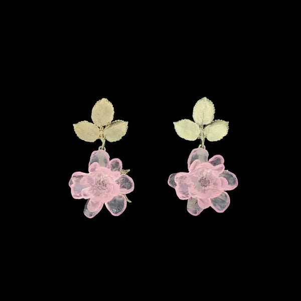 Blushing Rose Post Drop Earrings