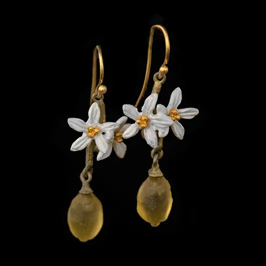 Lemon Drop Dangle Flower Wire Earrings