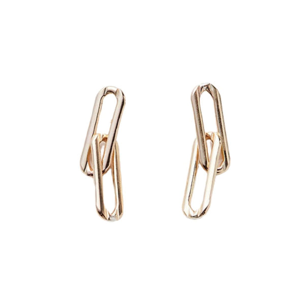 Paper Clip Stud Earrings - 14K Gold Fill