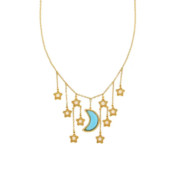 Moon & Star 16" Adj. Necklace - Multi