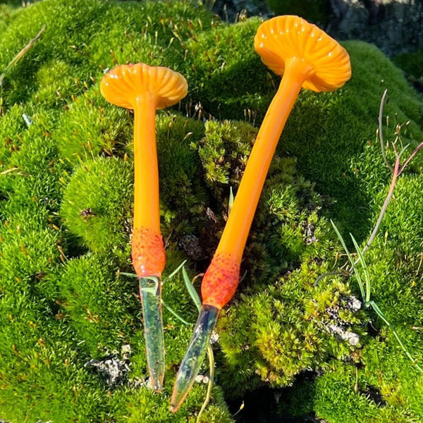 Mushroom Plant Spike Pair - Yellow & Orange