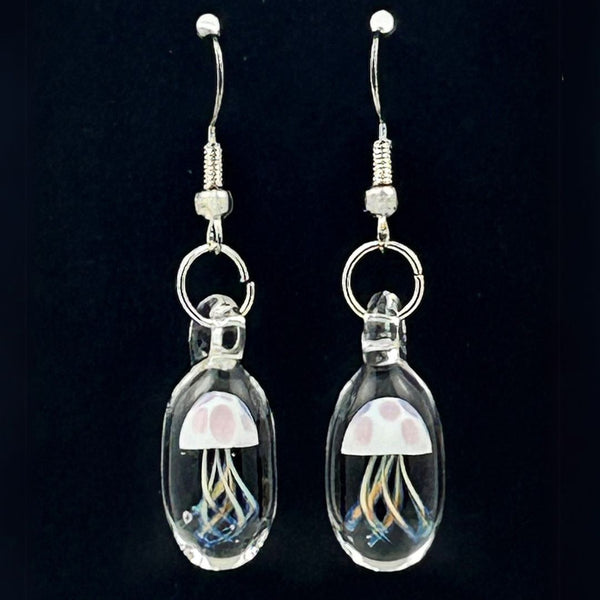 Jellyfish Droplet Earrings - White Iridescent
