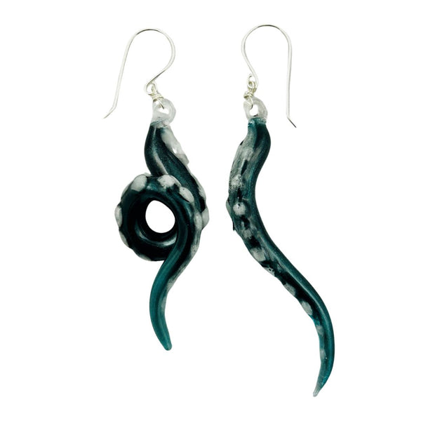 Glass Octopus Tentacle Earrings - Ocean Floor