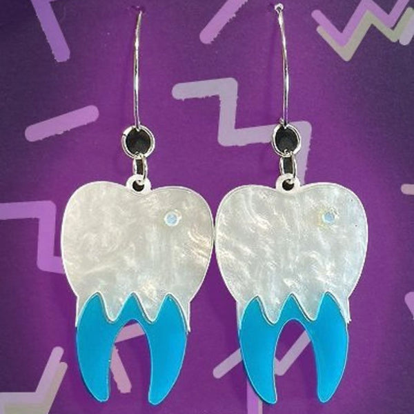 Tooth Earrings - Blue