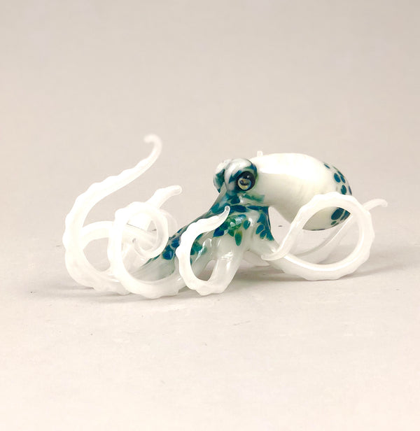Small Glass Octopus - White