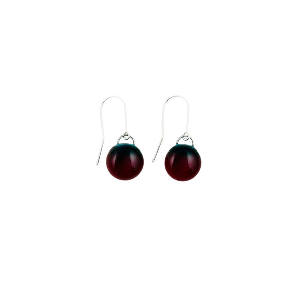 Glass Dot Earrings A - Cranberry