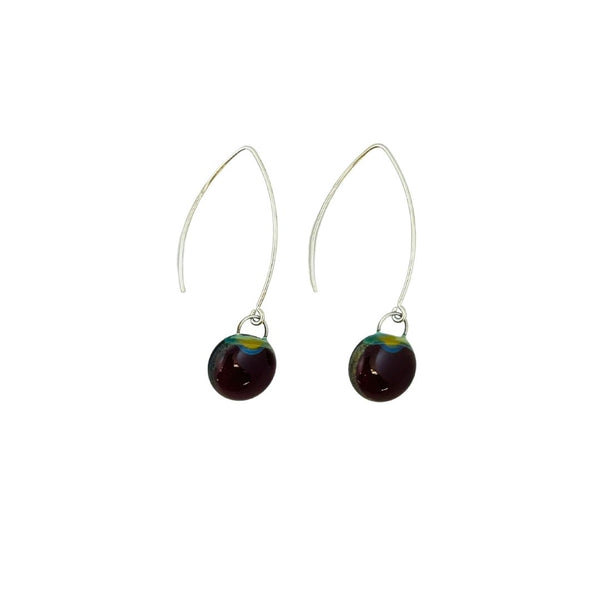 Glass Dot Earrings B - Black Cherry
