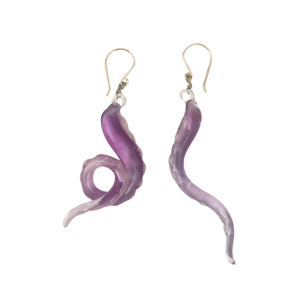 Glass Octopus Tentacle Earrings - Orchid