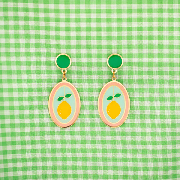 Lemon Oval Earrings